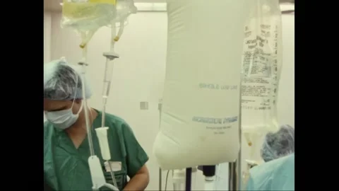 HOUSTON - 1990 - Anesthesia machine and ventilator at work during a surgery. A Stock Footage 325202413