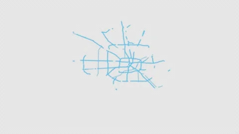 Houston City Line Map Self Drawing Animated Overlay, Alpha 4K Stock-Footage 340293882