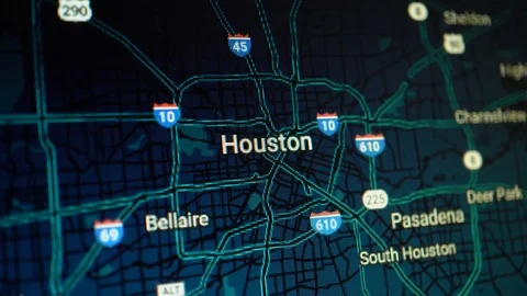 Houston On A Digital Map Slider Shot Stock Footage 107383022