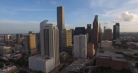 Houston Downtown Skyline - Aerial Drone Stock Footage 121022853