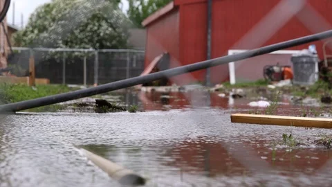 Houston Flooded Yard Stock Footage 89287655
