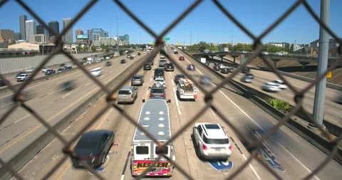 Houston Freeway Timelapse with Smooth Ascent – 59 South freeway Traffic Stock Footage 304650953