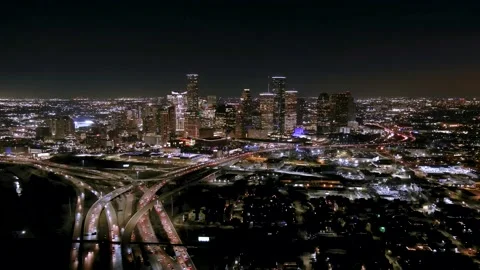 houston skyline at night aerial