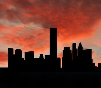 Houston skyline at sunset Stock Illustration