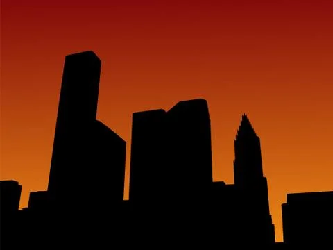 Houston skyline at sunset Stock Illustration