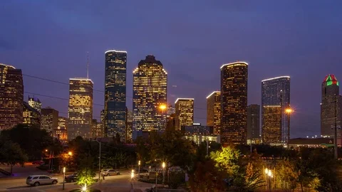 Houston Skyline Sunset Time Lapse in 4K Stock Footage 83930752