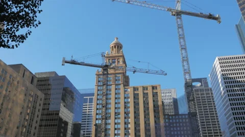Houston Texas Construction Crane Time Lapse Video stock 58555867