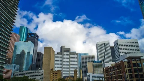 Houston Texas Skyline Clouds Time Lapse 4K 1080p Stock Footage 71447011