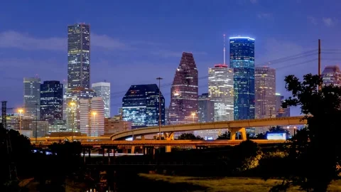 Houston Texas Skyline Night View Cityscape Panorama 動画素材 311491053