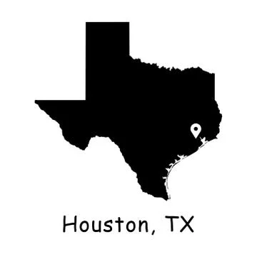 Houston on Texas State Map with Location Pin on Houston City Stock Illustration