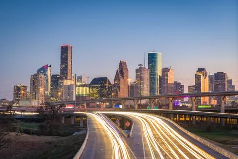 Houston, Texas, USA Skyline and Highway Stock Photos