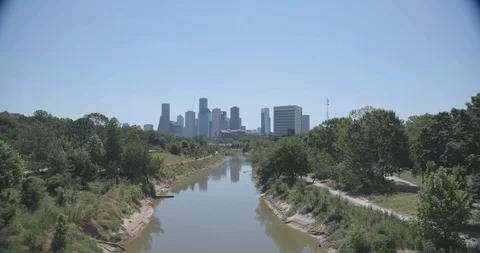 Houston, Texas wide shot with water Stock Footage