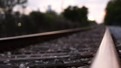 Houston Train Tracks Rack Focus Stock Footage 89287852