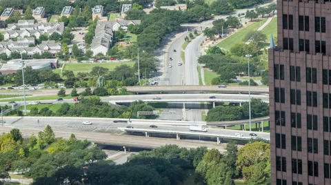Houston TX Daytime Traffic seen from Downtown High Rise Building Stock Footage 55114969