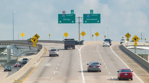 Houston TX Interstate 45 North South Split Stock Footage 55108188