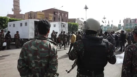 Houthis kill 3 convicts in first public execution in Sana'a since 2018, Sana'a,  Stock Footage 204041372