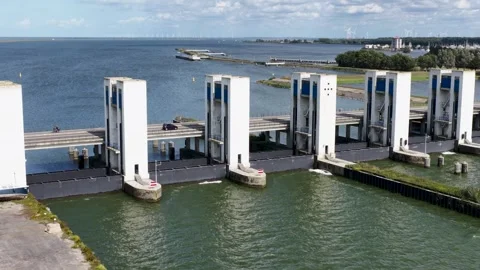 The Houtrib Locks Netherlands 스톡 동영상 320183178