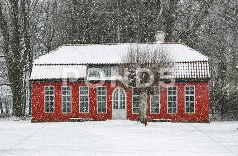 Hovdala Castle Orangery in Winter Stock Photos