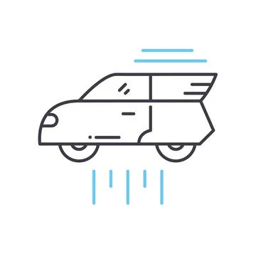 Hover car line icon, outline symbol, vector illustration, concept sign Stock Illustration