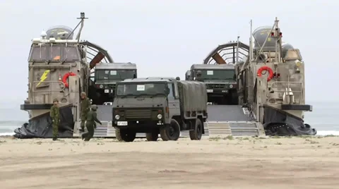 Hover Craft at Exercise Dawn Blitz 2013 Stock Footage 34479471