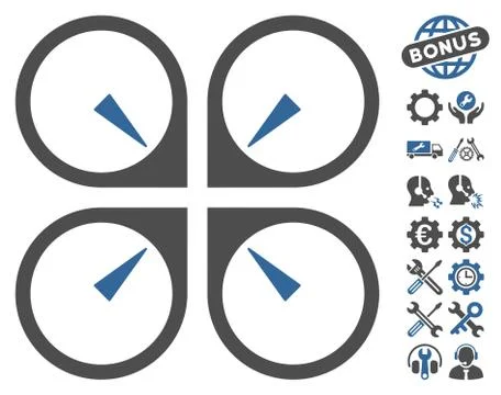 Hover Drone Vector Icon With Tools Bonus Stock Illustration