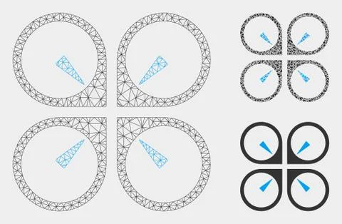 Hover Drone Vector Mesh 2D Model and Triangle Mosaic Icon Stock Illustration