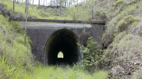 Hover in front of railway tunnel Video stock 148187280
