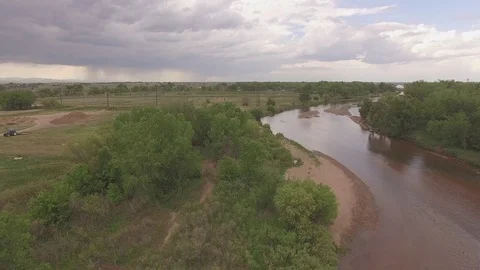 Hover Over River Looking North Stock Footage 98846319