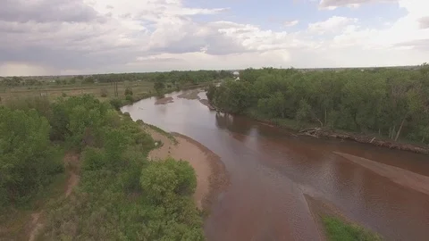 Hover Over River Looking NorthEast Stock Footage 98846418