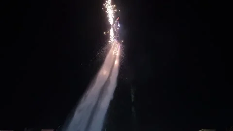 A hoverboard with an entertainer hovers over the pool. After-dinner entertain 動画素材 282798148