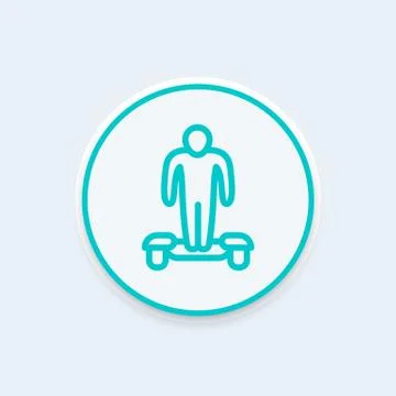 Hoverboard icon, man on hoverboard linear pictogram, vector illustration Stock Illustration
