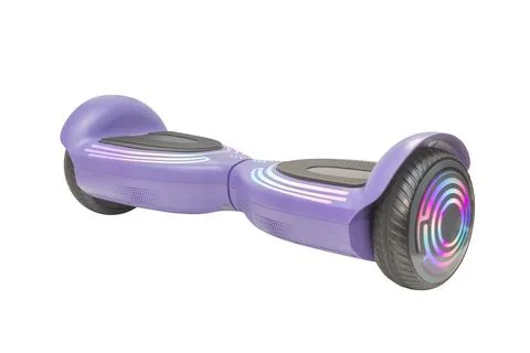 Hoverboard isolated  color light strips purple on white background nobody Stock Photos