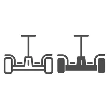 Hoverboard line and solid icon, innovation transport symbol, self-balancing Stock Illustration