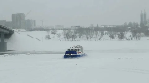 Hovercraft boat snow Stock Footage 61780889