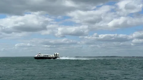Hovercraft Crossing The Solent Stock Footage 336603274