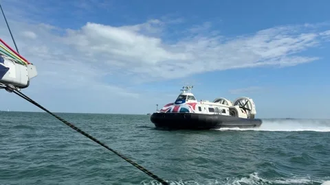 Hovercraft Crossing Solent Waters Stock Footage 336602250