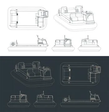 Hovercraft drawings Stock Illustration