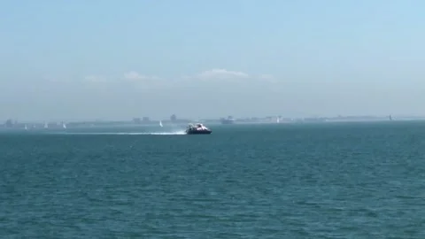 Hovercraft heading towards Isle of Wight Stock Footage 157788958