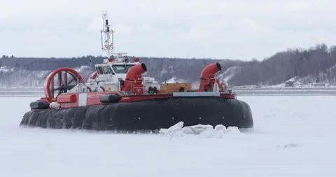 Hovercraft operating on ice Stock Footage