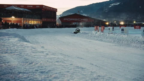 Hovercraft Racing on Ice at FAT Ice Race Zell am See Stock Footage 329583437