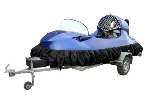 The hovercraft on the trailer for transportation. Stock Photos