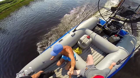 Hovercraft.test. high speed on the river. Stock Footage 53096620