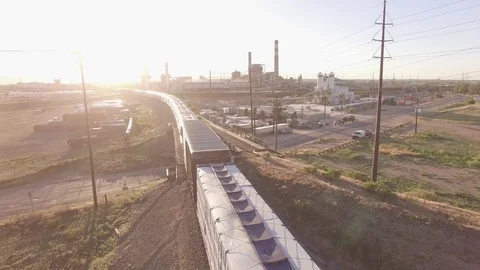 Hovering back from train Stock Footage 98845137
