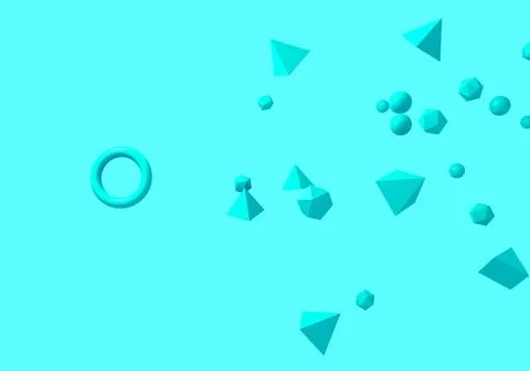 Hovering basic geometric shapes - 3d illustration Stock Illustration