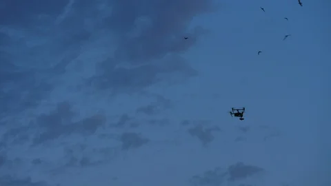 Hovering Drone At Evening Stock Footage 129177442