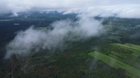 Hovering drone video above cloud ceiling filming cloud movement. Stock Footage 304297668