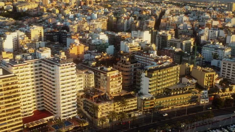 Hovering Drone View Across Palma Cityscape Stock Footage 345167970