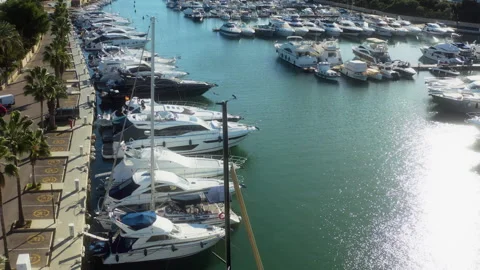 Hovering Drone View Over Palma Marina Stock Footage 345168030