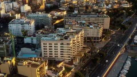 Hovering Drone Views Palma Waterfront District Stock Footage 345167876