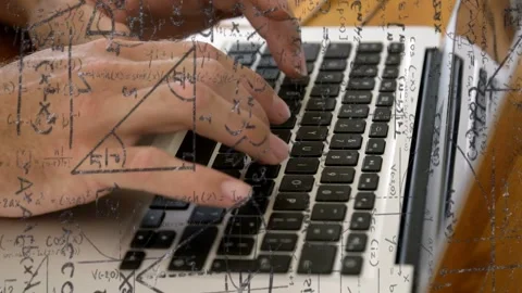 Hovering hands initiating typing on laptop keys, fingers shifting, transcribing Stock Footage 334768795